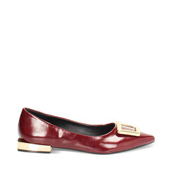 Ballerine bordeaux brillantes avec semelle en caoutchouc, Primadonna, 264934601EUBORD035, 001a