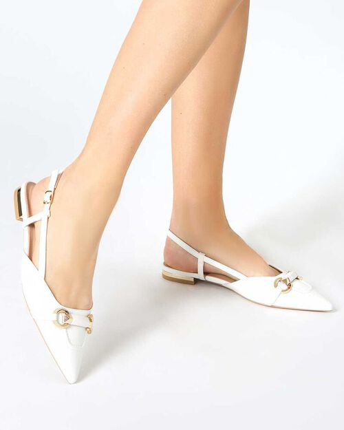 Ballerine slingback donna bianche a punta, WHITE