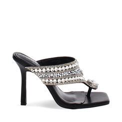 Mules open toe nero-argento tacco 10 cm, Primadonna, 273237002ETNEAR035, 001a