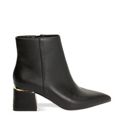 Tronchetto nero con girotacco oro, tacco largo 6 cm, Primadonna, 244969801EPNERO036, 001a