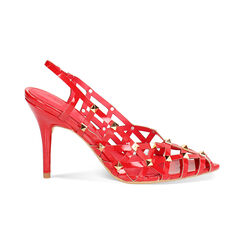 Zapatos de mujer de tacón slingback rojos trenzados, Primadonna, 252102821VEROSS035, 001 preview