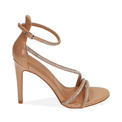 Sandali nude con strass, tacco 10 cm, Primadonna, 212174221VENUDE036, 001a