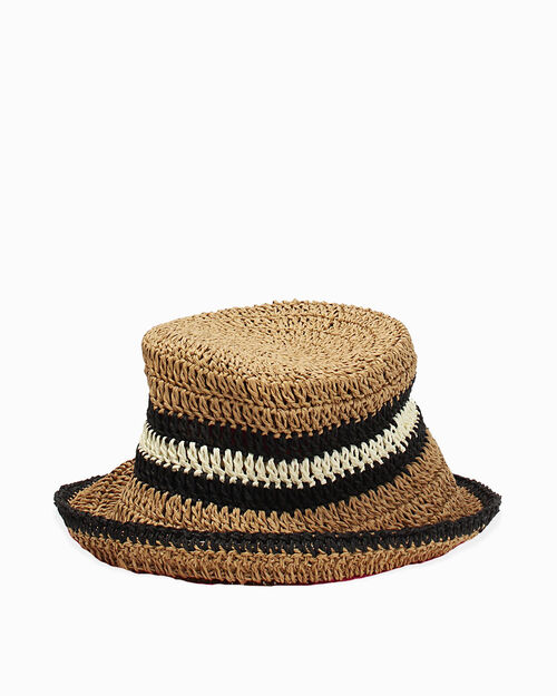 Cappello donna nero in raffia, 