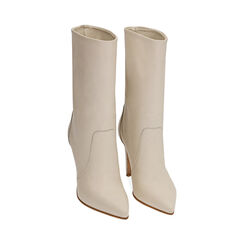 Ankle boots panna in pelle, tacco 10 cm , Saldi, 19L630061PEPANN036, 002 preview