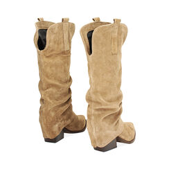Stivali texani in camoscio taupe con tacco 6 cm, Primadonna, 261020644CMTAUP036, 003 preview
