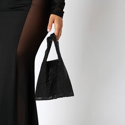 Mini bag nera in microfibra con pietre, Primadonna, 265126666MPNENEUNI, 002 preview