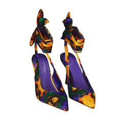 Slingback tie and dye en satin vert, talon 8,5 cm , 192139011RSVIGI036, 002a