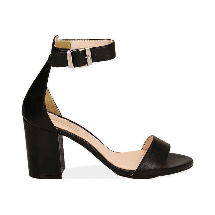 Sandali neri in pelle di vitello, tacco 8,5 cm | Primadonna Collection