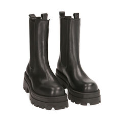 Chelsea boots neri in pelle, tacco 6 cm , SALDI, 187249977PENERO038, 002a