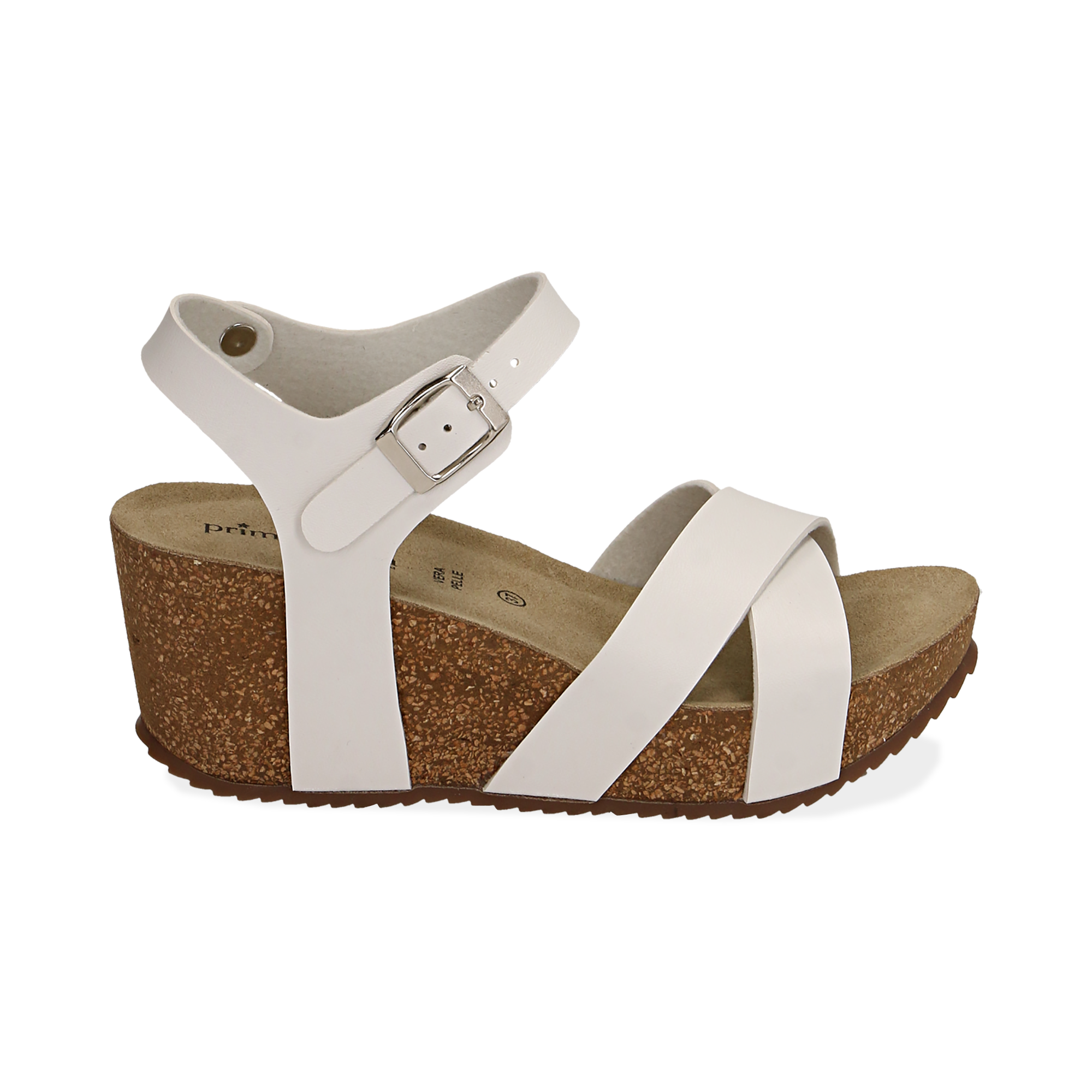 Sandali platform bianchi, zeppa in sughero 7 cm | Primadonna Collection