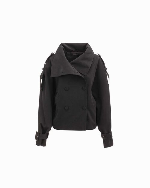 Chaqueta negra de doble botonadura para mujer, BLACK