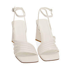 Sandali bianchi, tacco scultura 9 cm, Primadonna, 212721109EPBIAN036, 002a