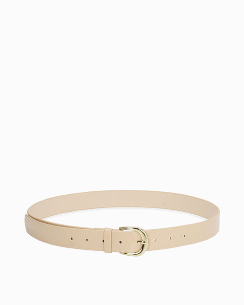 Cintura beige con fibbia dorata, BEIGE