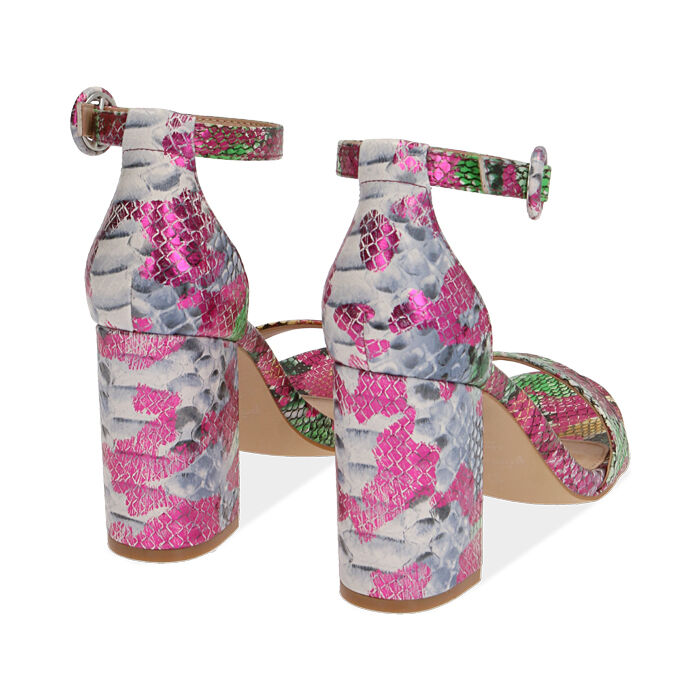 Sandali multicolor stampa pitone, tacco 9 cm | Primadonna Collection