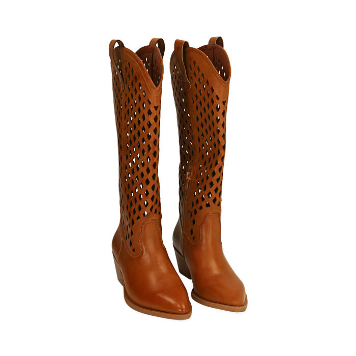 Camperos donna laser cognac tacco 5 5cm Primadonna Collection