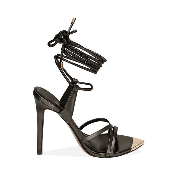 Sandales femme noires lani res talon 9 5 cm Primadonna Collection