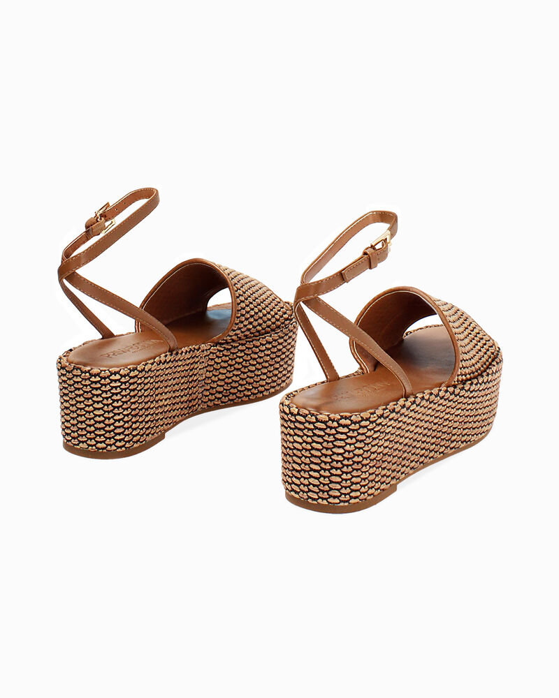 Zeppe donna cognac in raffia image number null