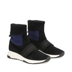 Sneakers nero-blu sock boots con suola in gomma bianca, Primadonna, 124109763TSNEBL036, 002a