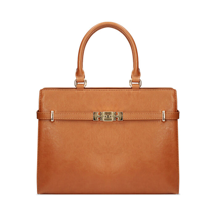 Sac &agrave; main cognac avec d&eacute;tails chics, Primadonna, 27D900672EPCOGNUNI