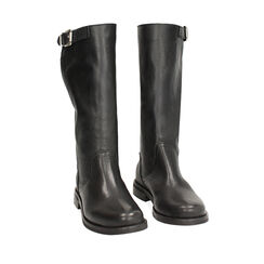 Stivali biker in pelle neri, Primadonna, 271075009PANERO036, 002a