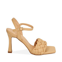 Sandales beige rembourrées, talon 9,5 cm , Primadonna, 192127507EPBEIG036, 001a