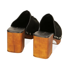 Zoccoli neri in camoscio, tacco 7,5 cm, Ultime occasioni, 214375853CMNERO037, 003 preview