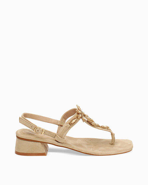 ZAPATOS SANDALIA MICROFIBRA PIEDRAS BEIG, BEIGE