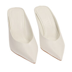 Sabot bianchi, tacco 9 cm, Primadonna, 212104905EPBIAN036, 002a