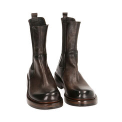 Botines Chelsea de piel marrón oscuro, tacón de 3,5 cm, Primadonna, 205317307PEMORO039, 002 preview