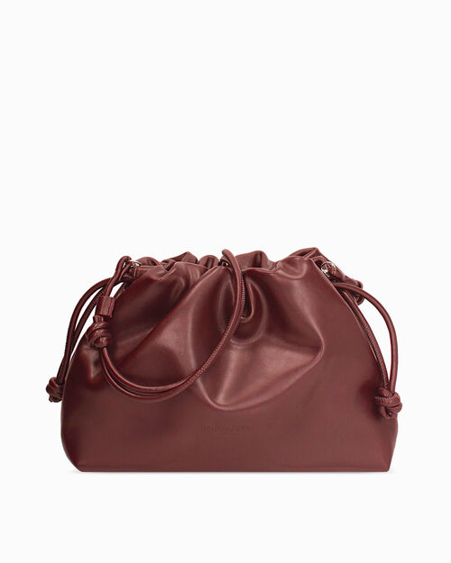 Borsa a spalla bordeaux con tracolla removibile, BURGUNDY