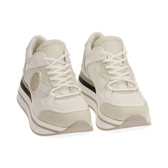 Sneakers bianche in tessuto, platform 4,5 cm , SPECIAL SALE, 190625304TSBIAN037, 002 preview