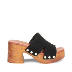 Zoccoli da donna in camoscio nero, Primadonna, 254990101CMNERO035, 001a