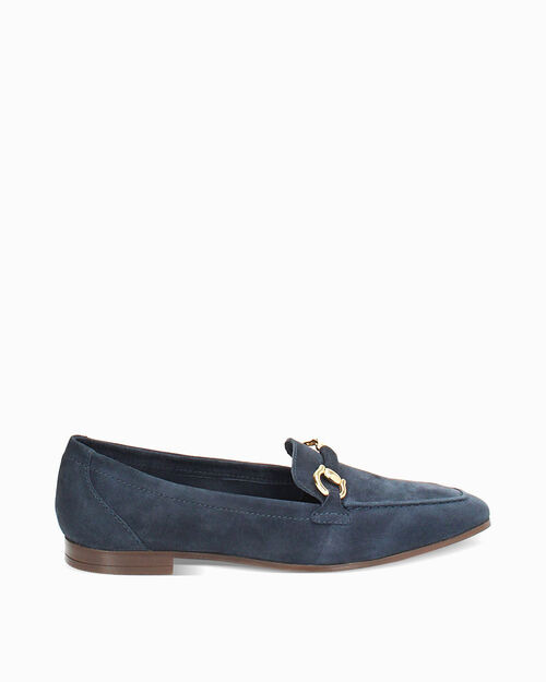 Mocassino blu in camoscio, BLUE