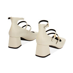 Décolleté panna con stringhe, tacco 5,5 cm, Primadonna, 244981307EPPANN037, 003 preview