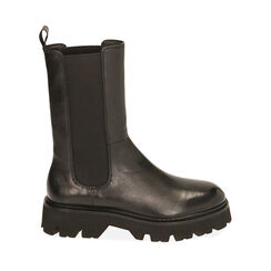 Chelsea boots neri in pelle, tacco 4 cm , Primadonna, 20N845003PENERO040, 001a