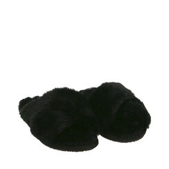 Ciabatte nere in eco-fur, SPECIAL SALE, 174701018FUNERO036, 002a
