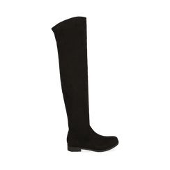 Overknee flat neri in microfibra, Scarpe, 143072210MFNERO036, 001a