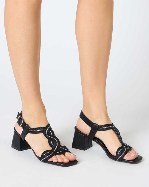 WOMEN SHOES SANDAL FABRIC NERO, BLACK