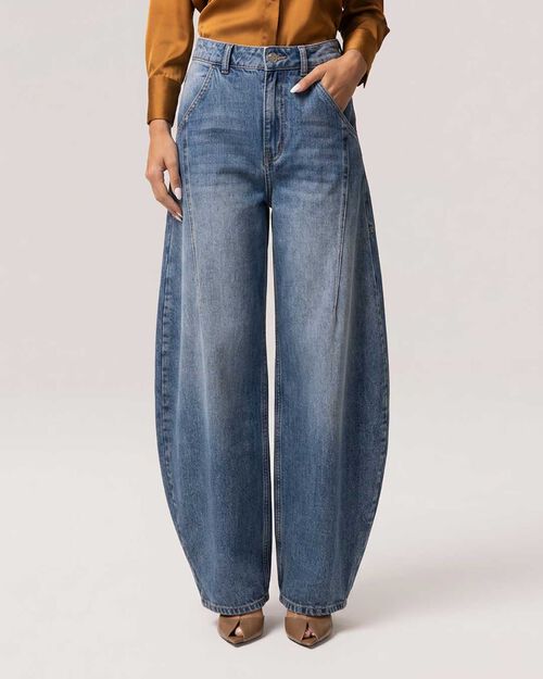 Jeans azul efecto vintage mujer, JEANS