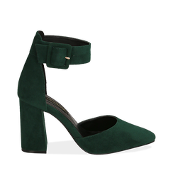 D&eacute;collet&eacute; verdi in microfibra, tacco 9,50 cm , Scarpe, 144895575MFVERD036, 001a
