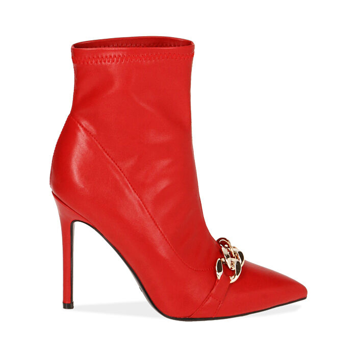 Ankle boots rouges, talon 10,5 cm , Soldes, 182118612EPROSS037