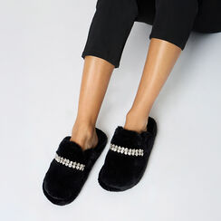 Pantoufles noires en fourrure synthétique avec semelle en caoutchouc, Primadonna, 264753241FUNERO035, 002 preview