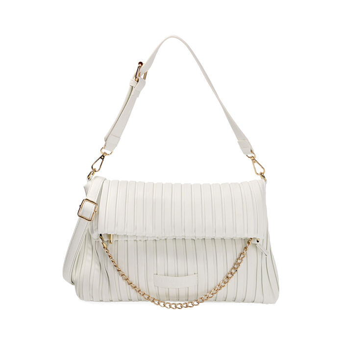 Borsa a spalla plissé bianca, Primadonna, 211906177EPBIANUNI