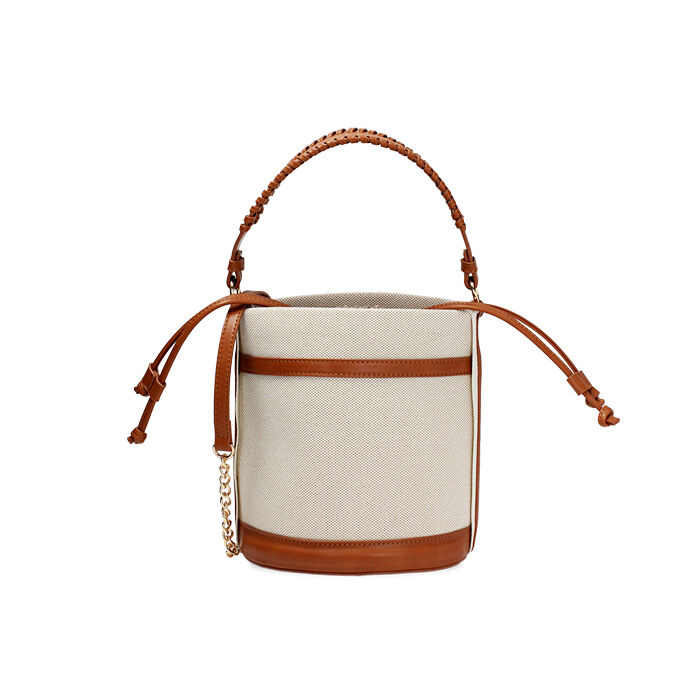 Bolso de mano mujer beige en canvas, Primadonna, 255102345CABEIGUNI