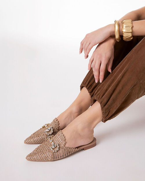 Sabot taupe con design raffinato, TAUPE