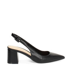 Décolleté slingback donna nere, tacco largo 6,5 cm, Primadonna, 252121506EPNERO035, 001a