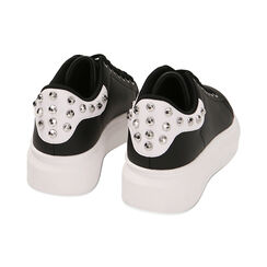 Sneakers nere con borchie, suola 4,5 cm, Primadonna, 222621101EPNERO035, 003 preview