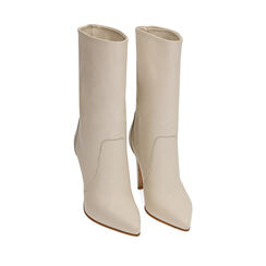 Ankle boots panna in pelle, tacco 10 cm , SPECIAL SALE, 19L630061PEPANN036, 002a