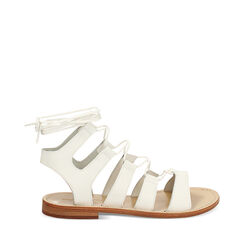 Sandalias bajas de mujer blancas en vacchetta, Primadonna, 25B814004VABIAN036, 001a