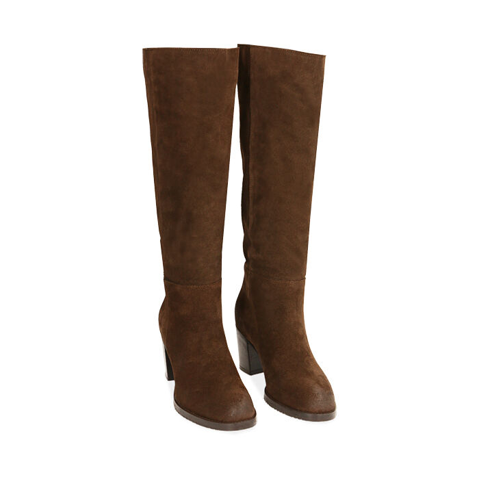 Stivali da donna testa di moro in camoscio, tacco 7 cm | Primadonna  Collection